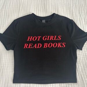 Hot Girls Read Books Classic Black Tee